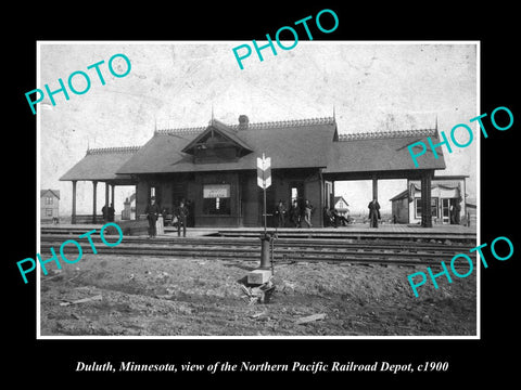 OLD LARGE HISTORIC PHOTO OF DULUTH MINNESOTA, VIEW OF THE RAILROAD STATION c1900