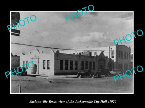 OLD LARGE HISTORIC PHOTO OF JACKSONVILLE TEXAS, VIEW OF THE CITY HALL c1920