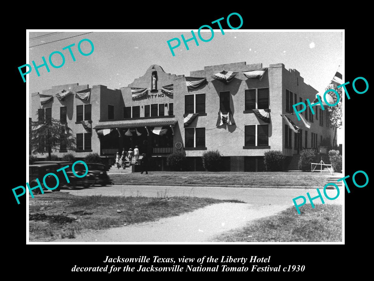 OLD LARGE HISTORIC PHOTO OF JACKSONVILLE TEXAS, VIEW OF THE LIBERTY HOTEL c1930