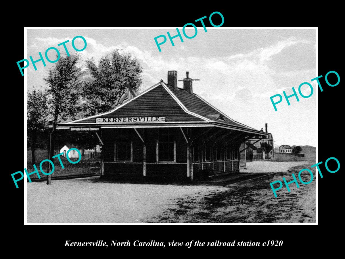 OLD LARGE HISTORIC PHOTO OF KERNERSVILLE NORTH CAROLINA, THE RAILROAD DEPOT 1920