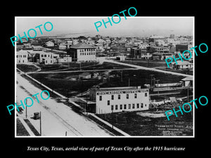 OLD LARGE HISTORIC PHOTO OF TEXAS CITY, TEXAS, VIEW OF TOWN AFTER 1915 HURRICANE