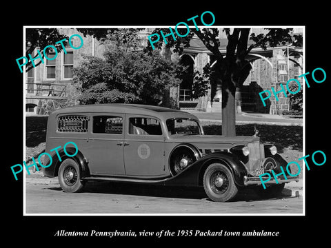 OLD LARGE HISTORIC PHOTO OF ALLENTOWN PENNSYLVANIA, THE PACKARD AMBULANCE c1935