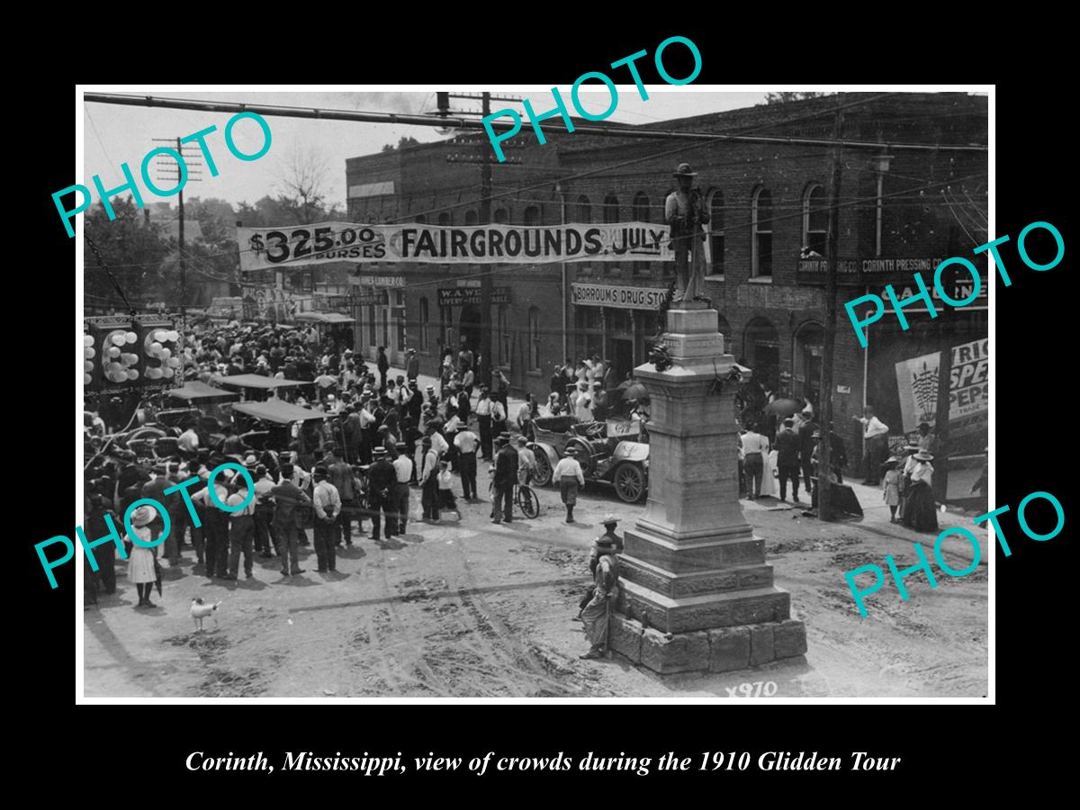 OLD LARGE HISTORIC PHOTO OF CORINTH MISSISSIPPI, THE 1910 GLIDDEN MOTOR TOUR 2