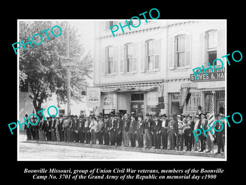 OLD LARGE HISTORIC PHOTO OF BOONVILLE MISSOURI, THE UNION CIVIL WAR VETS c1900