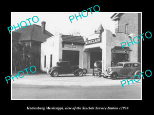 OLD HISTORIC PHOTO OF HATTIESBURG MISSISSIPPI, SINCLAIR SERVICE STATION c1950