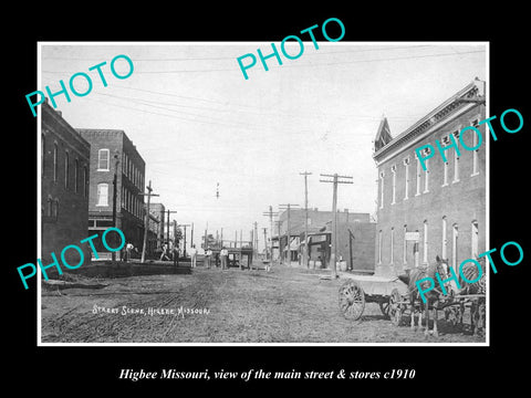 OLD LARGE HISTORIC PHOTO OF HIGBEE MISSOURI, THE MAIN STREET & STORES c1910 1