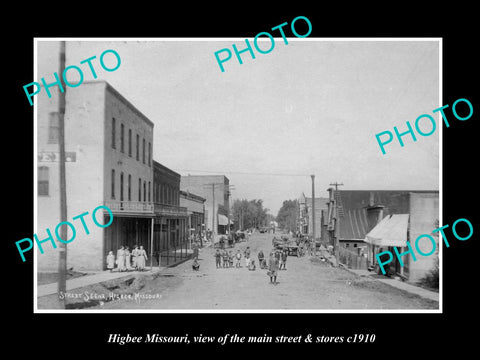 OLD LARGE HISTORIC PHOTO OF HIGBEE MISSOURI, THE MAIN STREET & STORES c1910 2