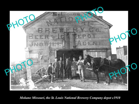 OLD LARGE HISTORIC PHOTO OF MOKANE MISSOURI, St LOUIS BREWERY Co DEPOT c1910