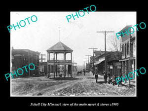 OLD LARGE HISTORIC PHOTO OF SCHELL CITY MISSOURI, THE MAIN STREET & STORES c1905