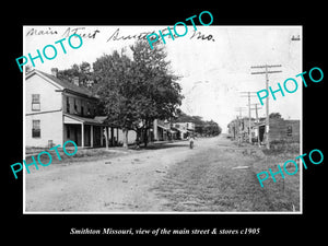 OLD LARGE HISTORIC PHOTO OF SMITHTON MISSOURI, THE MAIN STREET & STORES c1905