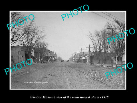 OLD LARGE HISTORIC PHOTO OF WINDSOR MISSOURI, THE MAIN STREET & STORES c1910 1