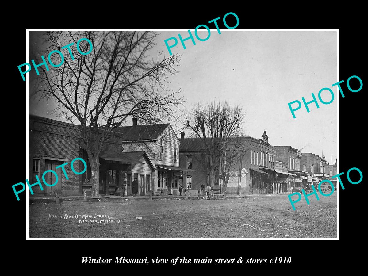 OLD LARGE HISTORIC PHOTO OF WINDSOR MISSOURI, THE MAIN STREET & STORES c1910 2