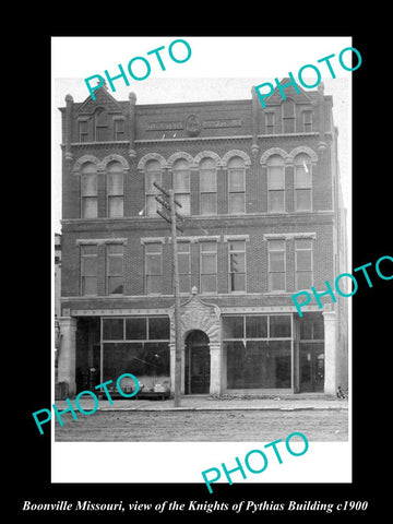 OLD LARGE HISTORIC PHOTO OF BOONVILLE MISSOURI, KNIGHTS OF THE PYTHIAS HALL 1900