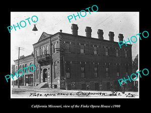 OLD LARGE HISTORIC PHOTO OF CALIFORNIA MISSOURI, THE FINKE OPERA HOUSE c1900