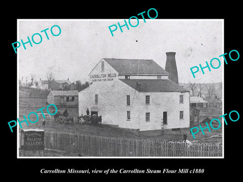 OLD LARGE HISTORIC PHOTO OF CARROLLTON MISSOURI, THE STEAM FLOUR MILL c1880