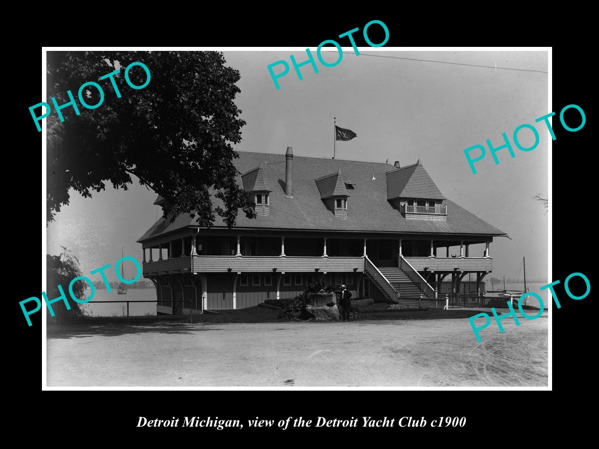 OLD LARGE HISTORIC PHOTO OF DETROIT MICHIGAN, THE DETROIT YACHT CLUB HOUSE c1900