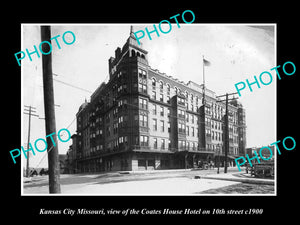 OLD LARGE HISTORIC PHOTO OF KANSAS CITY MISSOURI, THE COATES HOUSE HOTEL c1900