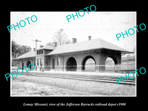 OLD LARGE HISTORIC PHOTO OF LEMAY MISSOURI, JEFFERSON BARRACKS RAIL DEPOT c1900