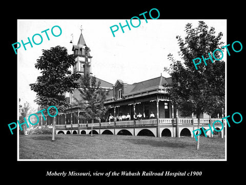 OLD LARGE HISTORIC PHOTO OF MOBERLY MISSOURI, THE WABASH RAILROAD HOSPITAL c1900