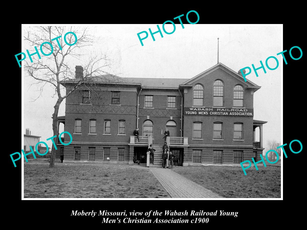 OLD LARGE HISTORIC PHOTO OF MOBERLY MISSOURI, THE WABASH YMCA BUILDING c1900