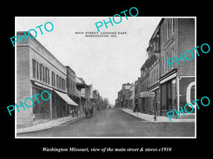 OLD LARGE HISTORIC PHOTO OF WASHINGTON MISSOURI, THE MAIN STREET & STORES c1910