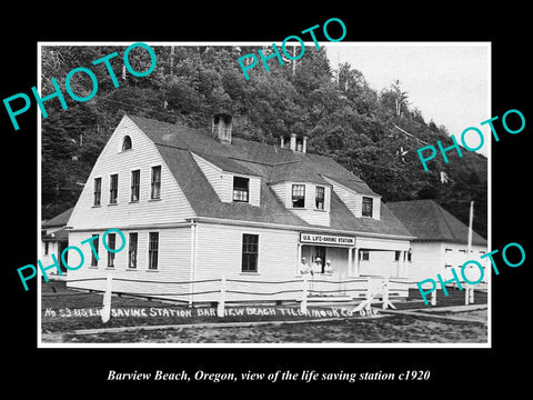 OLD LARGE HISTORIC PHOTO OF BARVIEW BEACH OREGON, THE LIFE SAVING STATION c1920