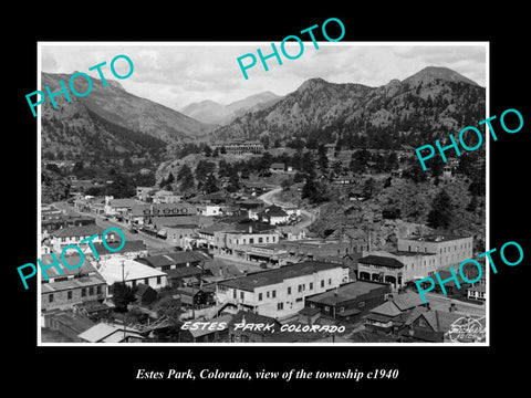 OLD LARGE HISTORIC PHOTO OF ESTES PARK COLORADO, VIEW OF THE TOWNSHIP c1940