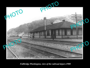 OLD LARGE HISTORIC PHOTO OF FALLSBRIDGE WASHINGTON RAILROAD DEPOT STATION c1900