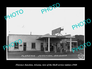 OLD LARGE HISTORIC PHOTO OF FLORENCE ARIZONA, THE SHELL SERVICE STATION c1940