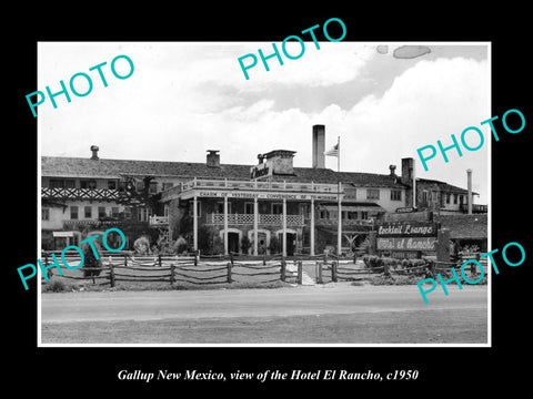 OLD LARGE HISTORIC PHOTO OF GALLUP NEW MEXICO, THE EL RANCHO HOTEL c1950