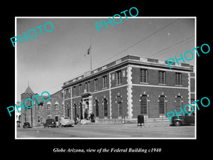 OLD LARGE HISTORIC PHOTO OF GLOBE ARIZONA, VIEW OF THE FEDERAL BUILDING c1940