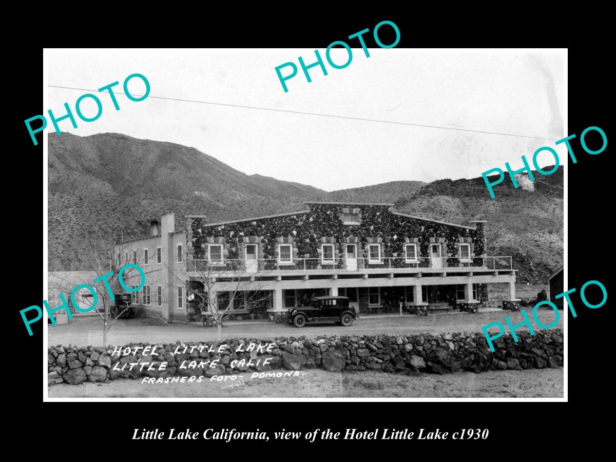 OLD LARGE HISTORIC PHOTO OF LITTLE LAKE CALIFORNIA, THE HOTEL LITTLE LAKE c1930