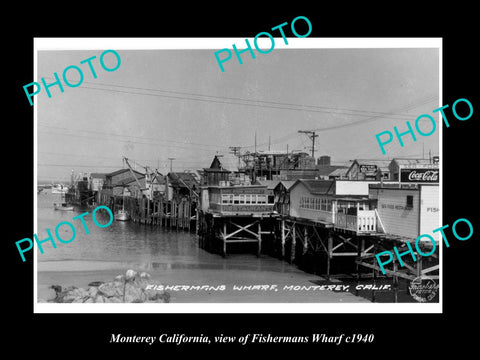 OLD LARGE HISTORIC PHOTO OF MONTEREY CALIFORNIA, THE FISHERMANS WHARF c1940