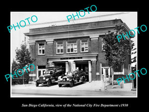 OLD HISTORIC PHOTO OF SAN DIEGO CALIFORNIA, THE NATIONAL CITY FIRE STATION c1930