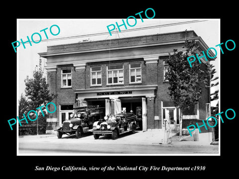 OLD HISTORIC PHOTO OF SAN DIEGO CALIFORNIA, THE NATIONAL CITY FIRE STATION c1930