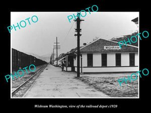 OLD LARGE HISTORIC PHOTO OF WISHRAM WASHINGTON THE RAILROAD DEPOT STATION c1920