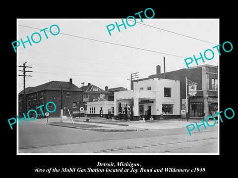 OLD LARGE HISTORIC PHOTO OF DETROIT MICHIGAN, THE MOBIL OIL Co GAS STATION No 11