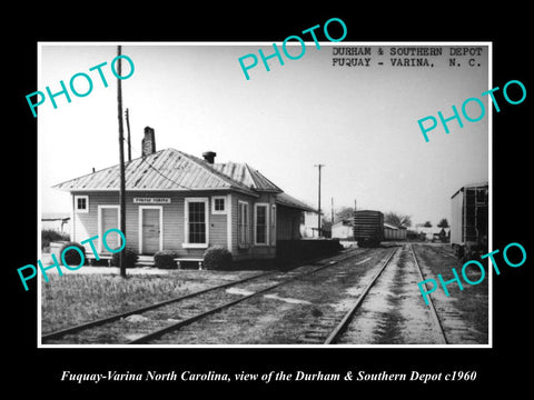 OLD LARGE HISTORIC PHOTO OF FAQUAY VARINA NORTH CAROLINA RAILROAD DEPOT c1960