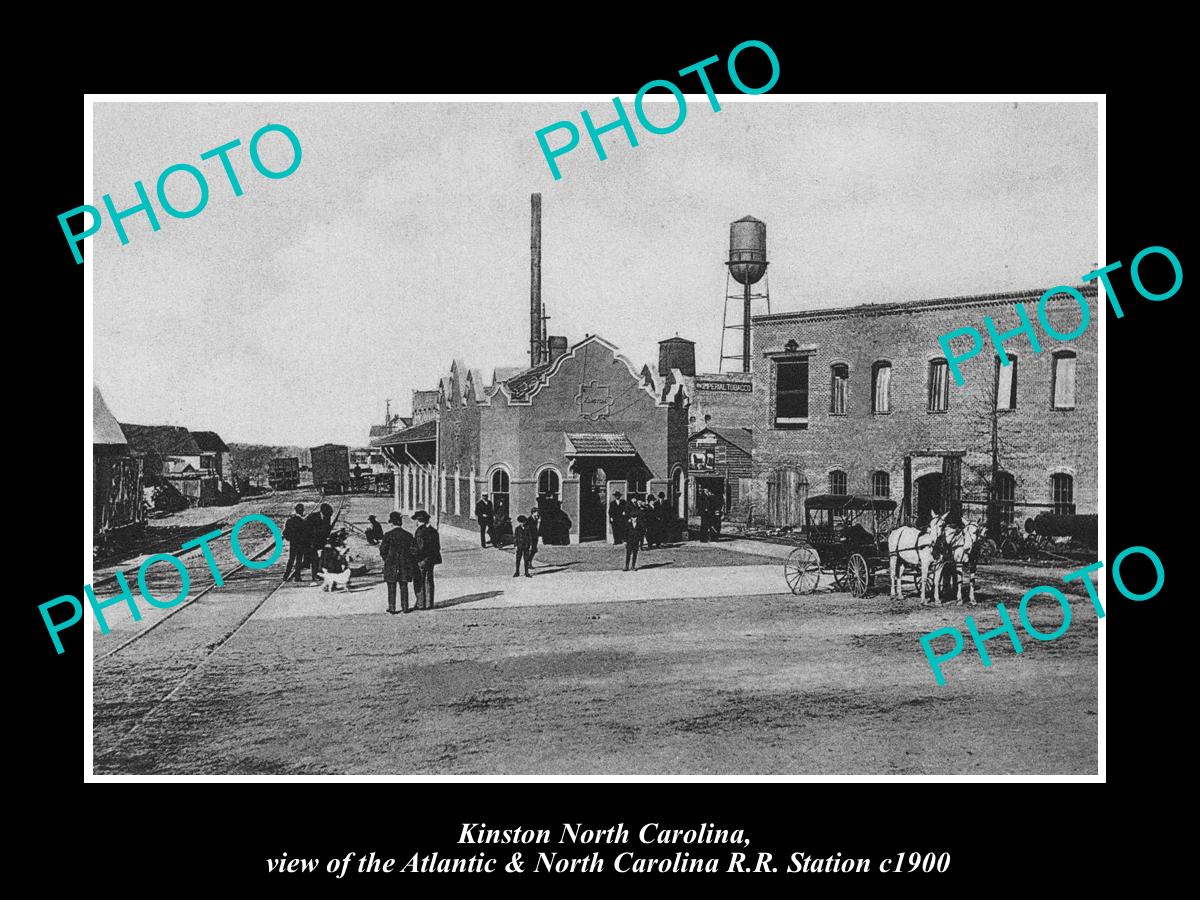 OLD LARGE HISTORIC PHOTO OF KINSTON NORTH CAROLINA, THE RAILROAD DEPOT c1900