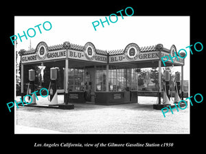 OLD LARGE HISTORIC PHOTO OF LOS ANGELES CALIFORNIA, GILMORE OIL GAS STATION 1930