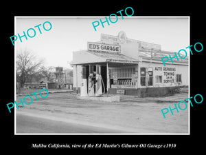 OLD LARGE HISTORIC PHOTO OF MALIBU CALIFORNIA, THE GILMORE OIL GAS STATION 1930