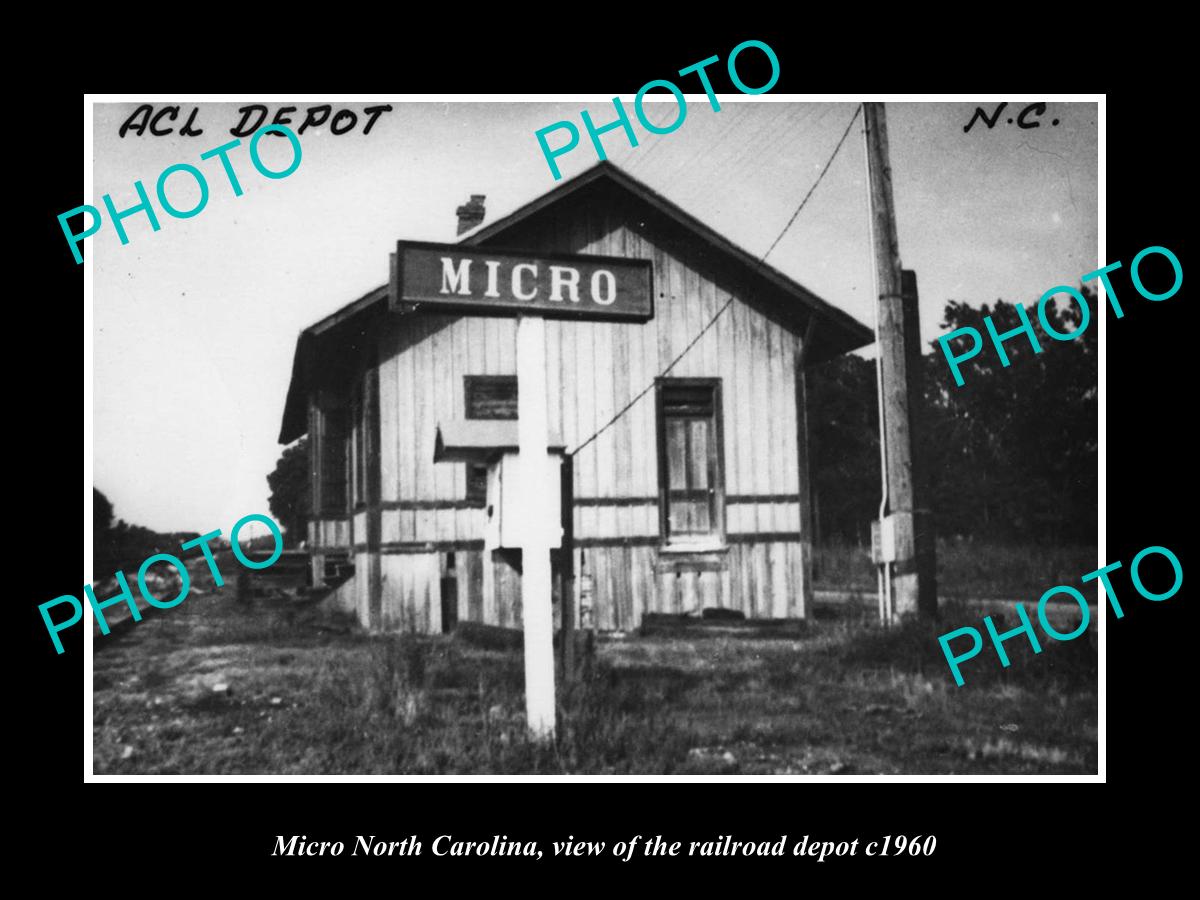 OLD LARGE HISTORIC PHOTO OF MICRO NORTH CAROLINA, THE RAILROAD DEPOT c1960