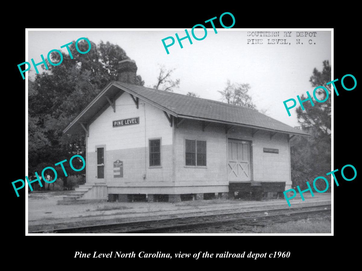 OLD LARGE HISTORIC PHOTO OF PINE LEVEL NORTH CAROLINA, THE RAILROAD DEPOT c1960