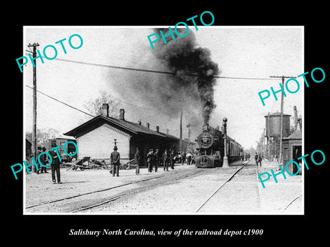 OLD LARGE HISTORIC PHOTO OF SALISBURY NORTH CAROLINA, THE RAILROAD DEPOT c1900