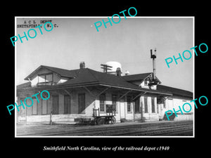 OLD LARGE HISTORIC PHOTO OF SMITHFIELD NORTH CAROLINA, THE RAILROAD DEPOT c1940