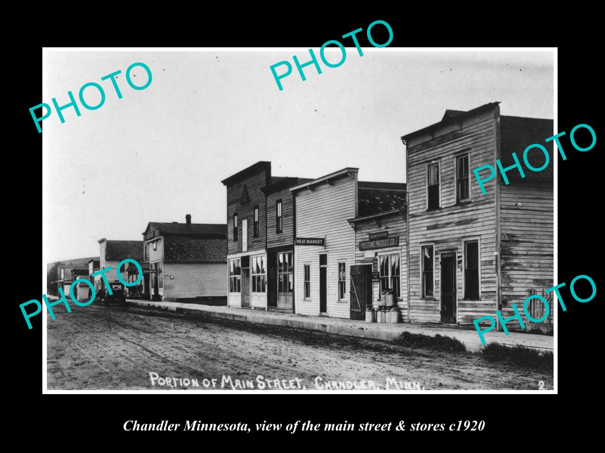 OLD LARGE HISTORIC PHOTO OF CHANDLER MINNESOTA, THE MAIN STREET & STORES c1920