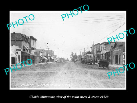 OLD LARGE HISTORIC PHOTO OF CHOKIO MINNESOTA, THE MAIN STREET & STORES c1920