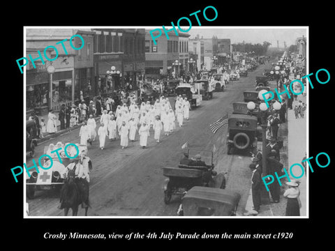 OLD LARGE HISTORIC PHOTO OF CROSBY MINNESOTA, THE MAIN STREET PARADE c1920