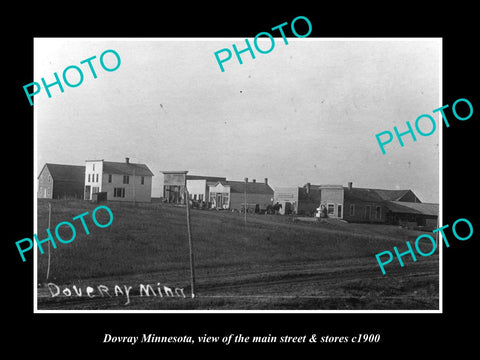 OLD LARGE HISTORIC PHOTO OF DOVRAY MINNESOTA, THE MAIN STREET & STORES c1900