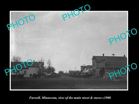 OLD LARGE HISTORIC PHOTO OF FARWELL MINNESOTA, THE MAIN STREET & STORES c1900